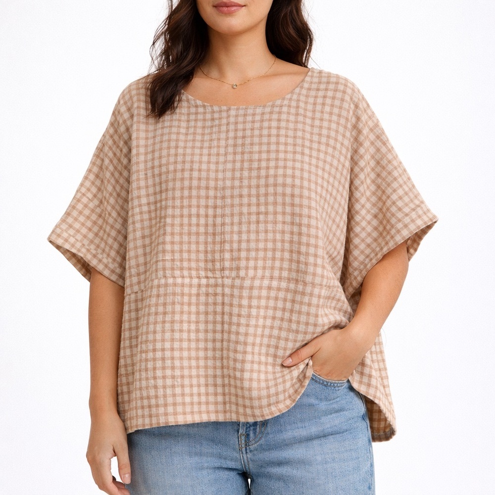 Textured Linen Oversized Boxy Top Size L/Xl Handmade